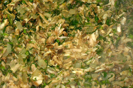 Шницель из индейки под шубкой из грибов и зелени: шаг 2