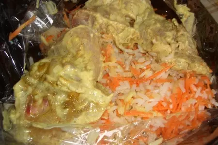 Запеченная курица с рисом в рукаве: шаг 3