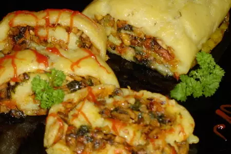 Постный картофельный рулет с грибами и овощами: шаг 8