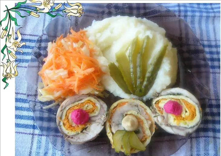 Рулетики"курочка снаружи, курочка внутри": шаг 8