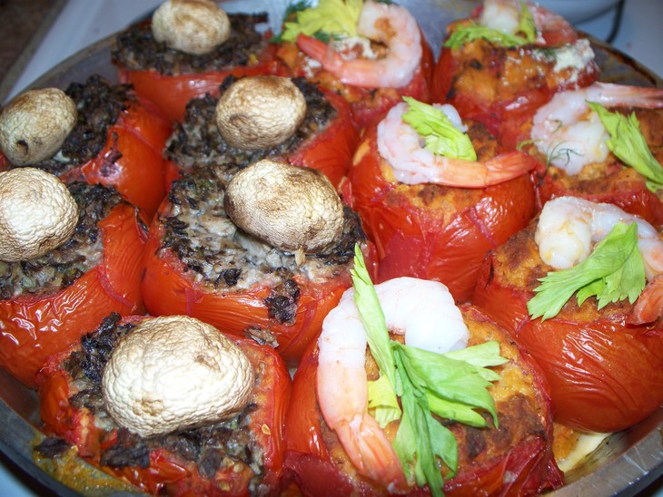 Фаршированые помидоры с креветками и грибами на батате: шаг 8