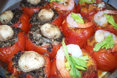 Фаршированые помидоры с креветками и грибами на батате: шаг 8