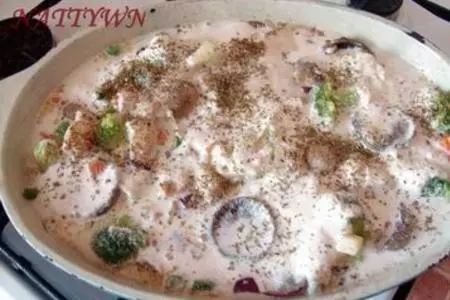 Овощи с грибами и  мясом под ореховым соусом.: шаг 4