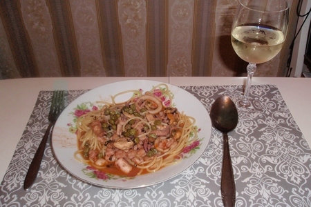 Паста "фрутти ди маре"  (спагетти с морепродуктами): шаг 4