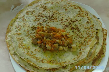 Фаршированные блины из кабачков с мясной начинкой: шаг 3
