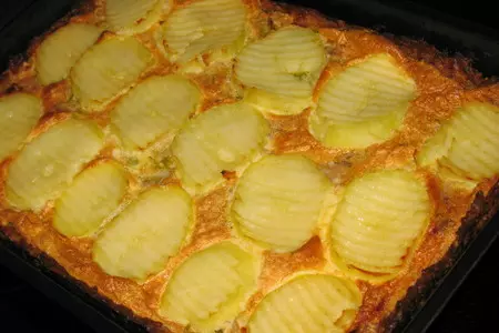 Картофельный «пирог» с курицей и пореем.: шаг 7