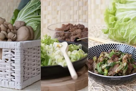 Куриные сердечки и печенка с китайской капустой: шаг 3