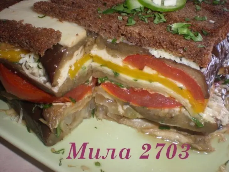 «пианино» салат из печеных овощей с сыром и гренками: шаг 7