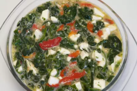 Фриттата с перцем, шпинатом и сыром, или наивкуснейший омлет. вкусный завтрак - 4.: шаг 7