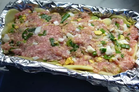 Мясная запеканка "весеннее настроение": шаг 3