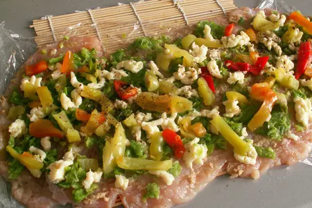Куриный рулет с зеленой фасолью и горчицей: шаг 7