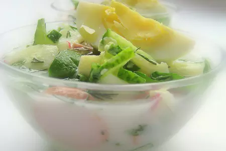 Окрошка на айране с сосисками.: шаг 2