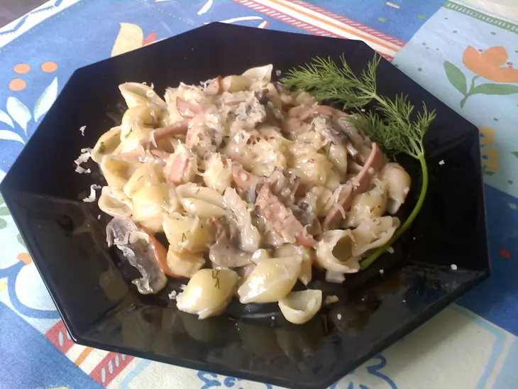 Ракушки с грибным соусом: шаг 3