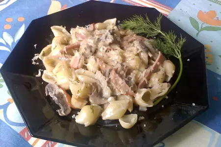 Ракушки с грибным соусом: шаг 3