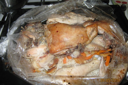Запеченная курица с рисом в рукаве: шаг 1