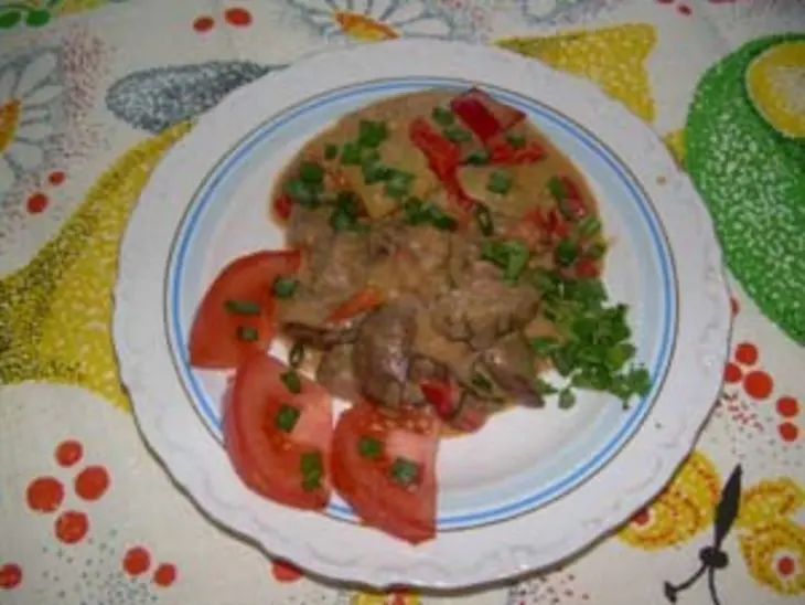 Куриная печень с овощами: шаг 4