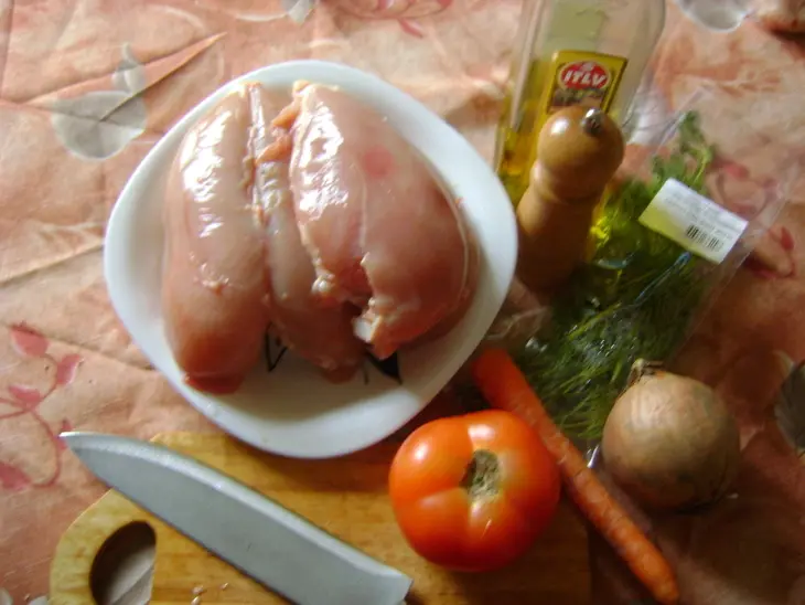 Рис с тушеной курочкой: шаг 1