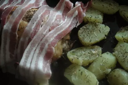 Курочка в гнёздышке - курица в чесночном креме с картофелем в лимонном соке: шаг 5