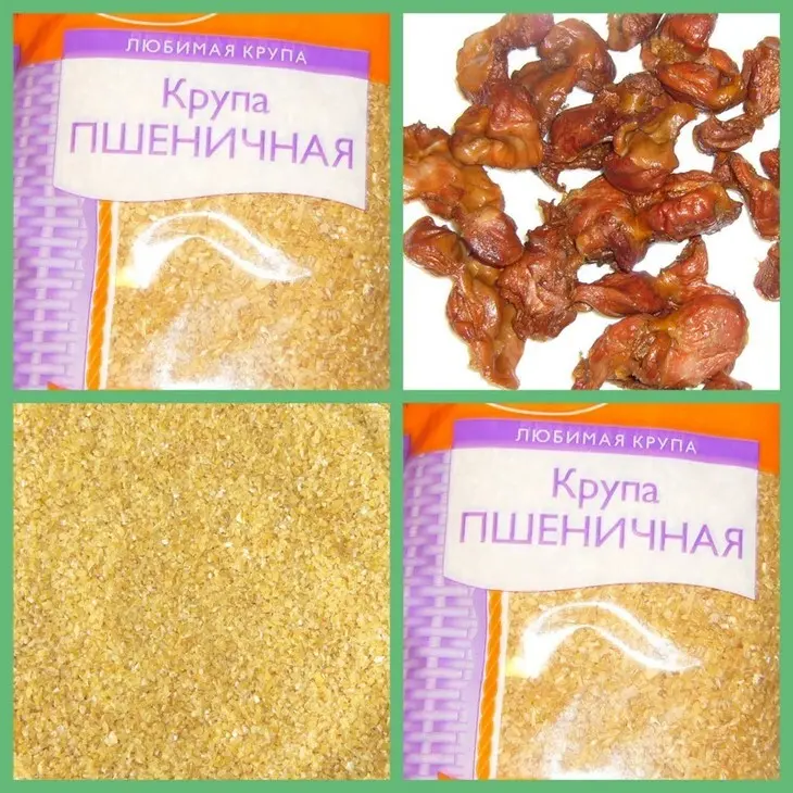 Пшеничная каша с куринными желудочками: шаг 1