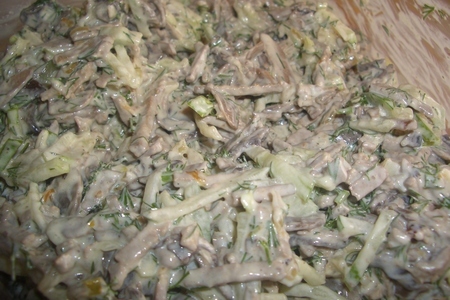 Салат из говяжей печени с грибами: шаг 5