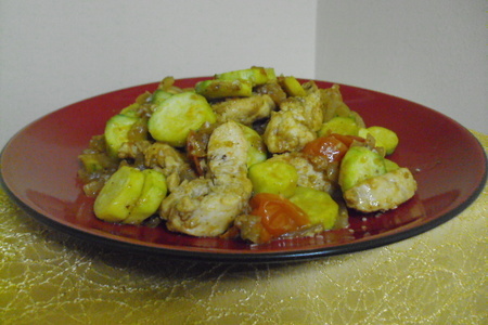 Куриная грудка с овощами и кунжутом.: шаг 7