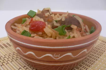 Рис   на минеральной воде с мясом и коньяком.: шаг 1