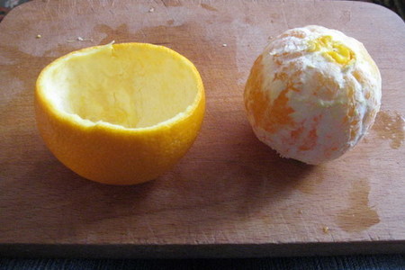 Груша с креветками в апельсине: шаг 3