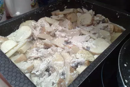 Картошка в мундире с курицей и грибами: шаг 6