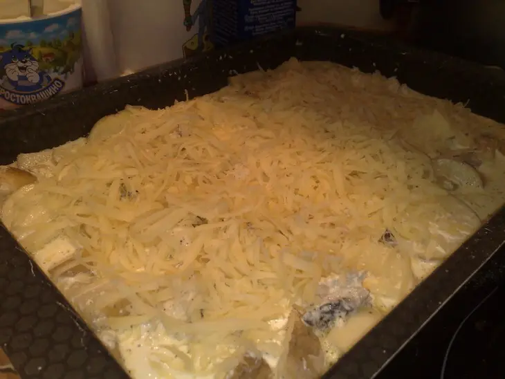 Картошка в мундире с курицей и грибами: шаг 7