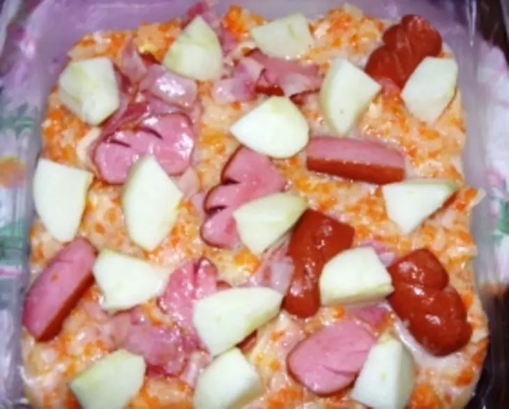 Морковно-сельдерейная запеканка с беконом и сосисками: шаг 4