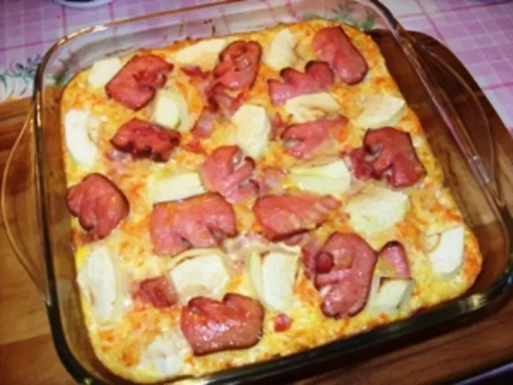 Морковно-сельдерейная запеканка с беконом и сосисками: шаг 6