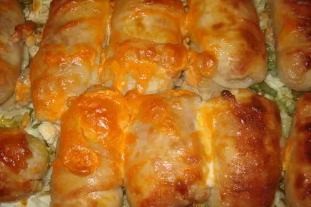 Голубцы в куриных шкурках на овощной подушке: шаг 7