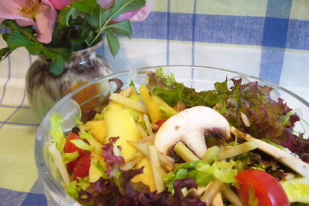Салат с манго и сырыми шампиньонами „бодрость“: шаг 4