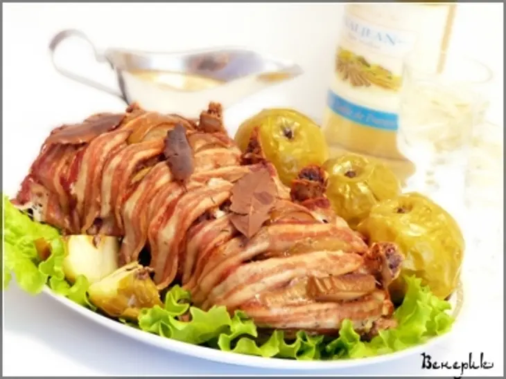 Корейка с грушей, яблоками и пряными травами.: шаг 6