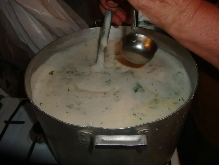 Домашний сыр с зеленью: шаг 1