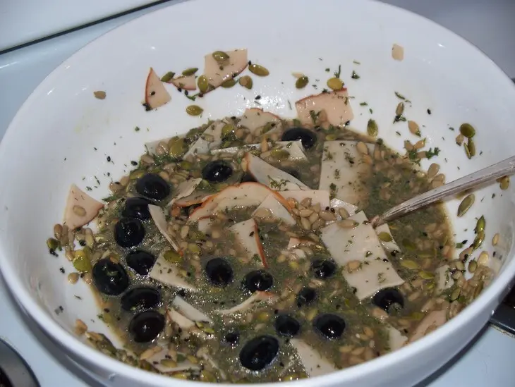 Пирог-кекс  с ветчиной и оливками в овсянке: шаг 1