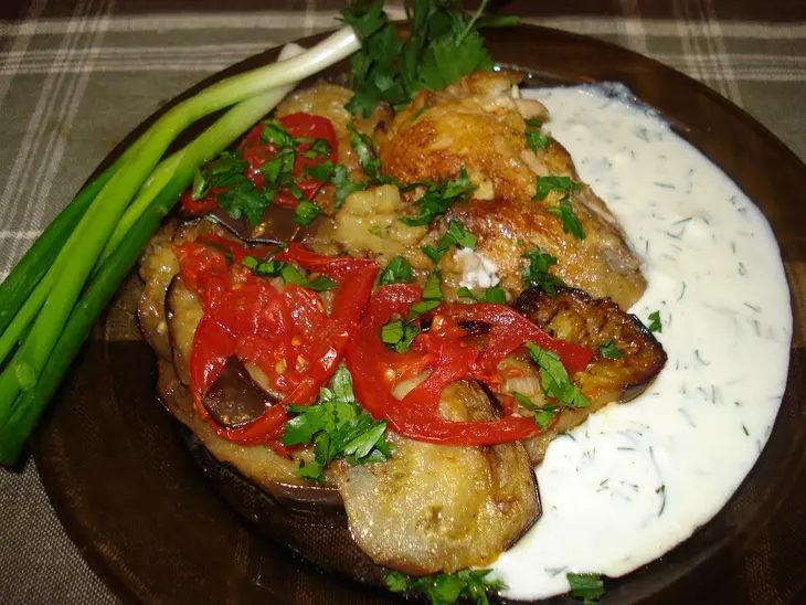 Борани с цыплёнком и баклажанами: шаг 4