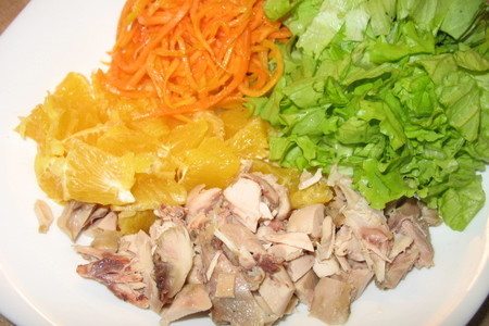 Салат куриный с корейской морковью и апельсинами: шаг 2