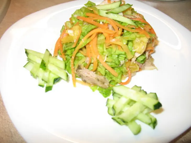 Салат куриный с корейской морковью и апельсинами: шаг 3