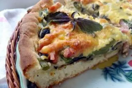 Ароматный пирог с баклажанами, зеленой фасолью и ветчиной.: шаг 6