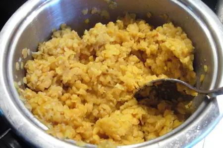 Гратен из чечевицы с шампиньонами: шаг 2