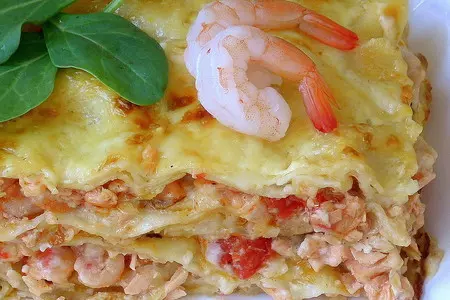 Лазанья с форелью и креветками: шаг 1
