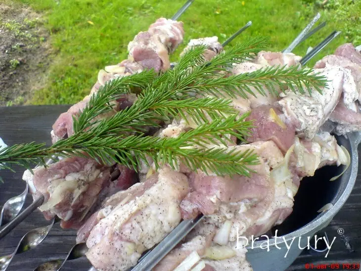 Шашлык дачный с еловыми ветками: шаг 4