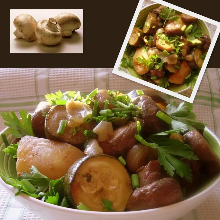 Картофель, шампиньоны и цуккини с соусом - чили, в рукаве: шаг 3
