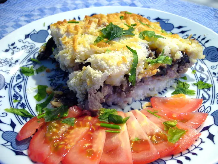 Гратен рисовый  с мясом и грибами: шаг 7