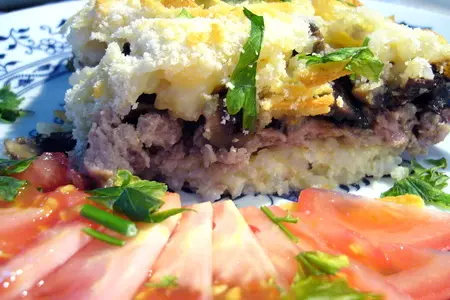 Гратен рисовый  с мясом и грибами: шаг 8