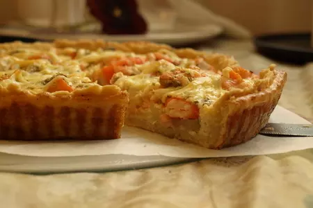 Киш с форелью, креветками и фенхелем: шаг 9