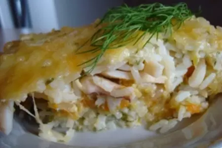 Запеканка с рыбой, кальмарами , овощами и рисом: шаг 9