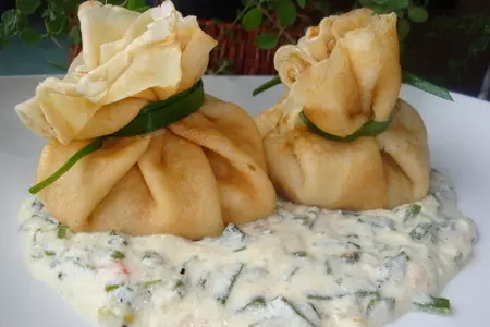 Блинные мешочки с начинкой: шаг 6