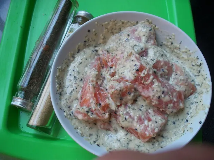 Saumon au sesame- кубики лосося в сезаме  !!!!: шаг 2